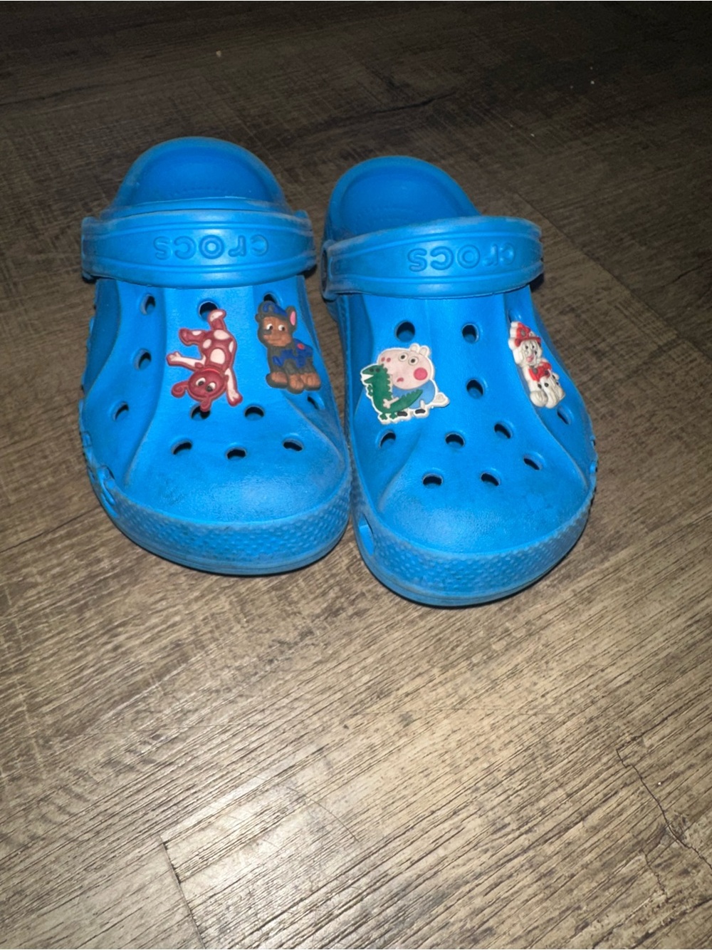 CROCS Kids' Blue Ventilated Clog with Character Charms size 12C Preowned